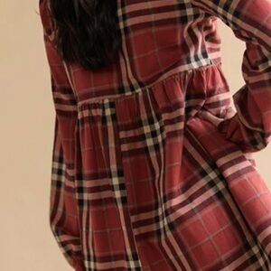 Red Plaid Long Sleeve Dress